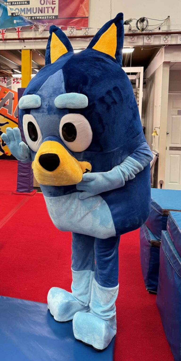 Blue Pup birthday party character at Quayside
